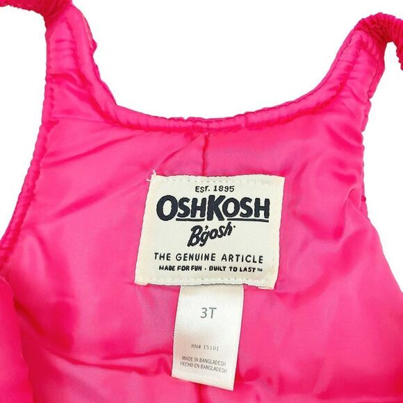 OshKosh Bgosh Snow Bibs Girls 3T Pink Zip Adjustable Strap Pockets Insulated - Picture 9 of 9